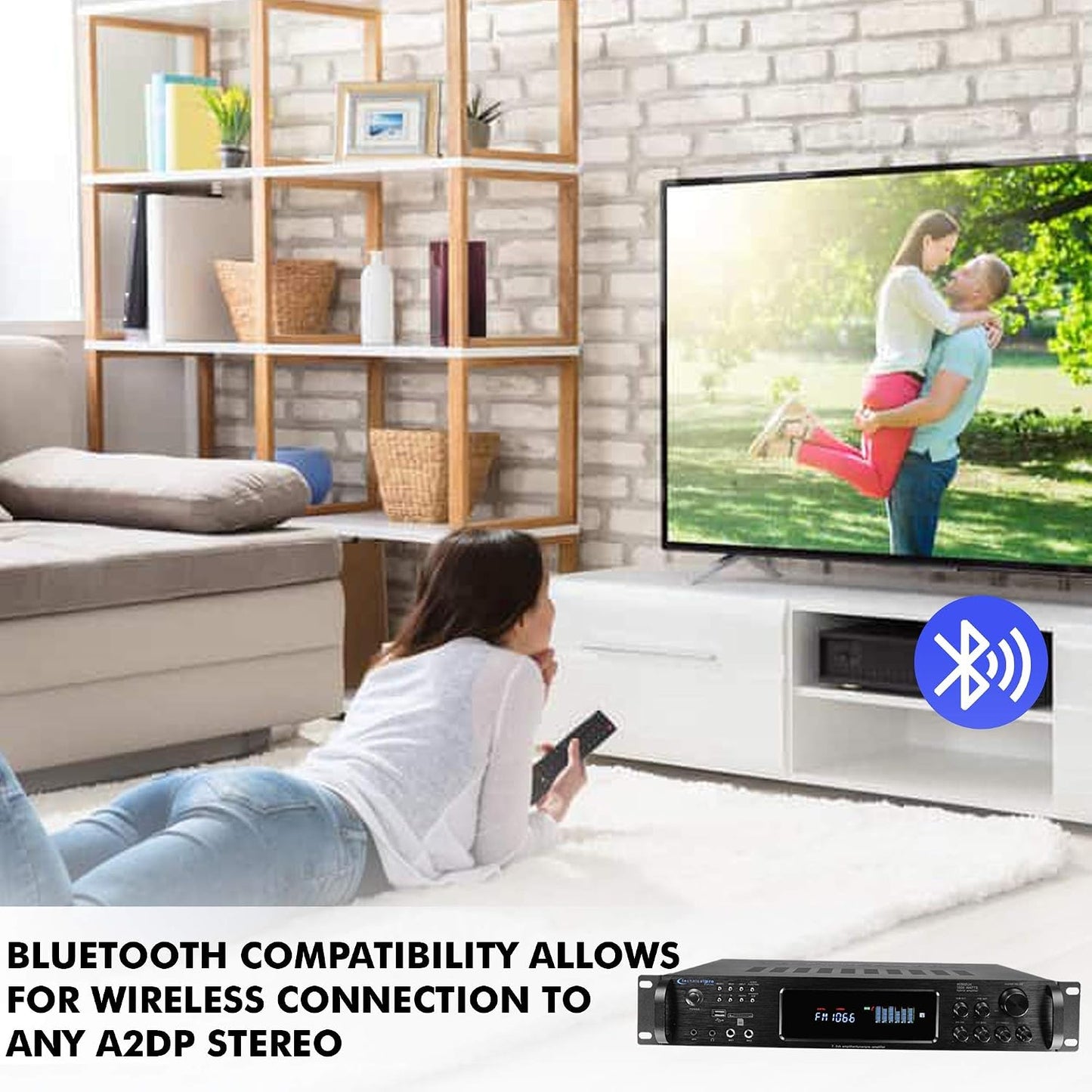 Technical Pro 1500 Watt Bluetooth Home Stereo Amplifier, Digital Hybrid Multi Channel | Preamp, Tuner with USB and SD Inputs H1502URBT