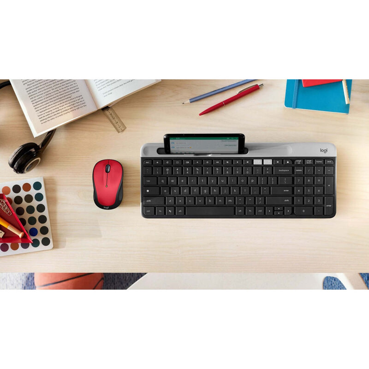 Logitech - M325s Wireless Optical Compact Ambidextrous Mouse - Red 910-007527