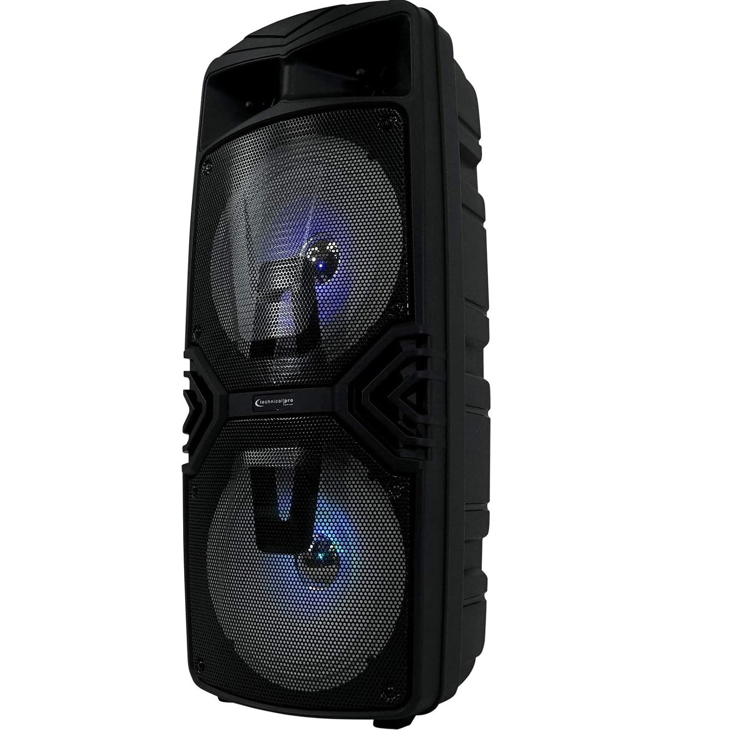Technical Pro STAGE28 Dual 8" Rechargeable LED Bluetooth Speaker + Stand + Mic