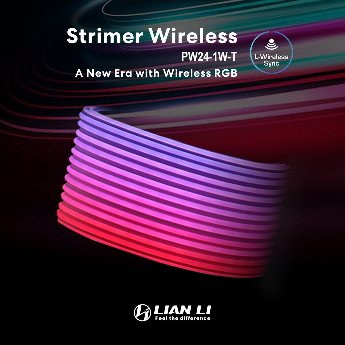 Lian Li Strimer Wireless 24-Pin ARGB Motherboard Extension Cable with L-Wireless Controller White PW24-1W-T