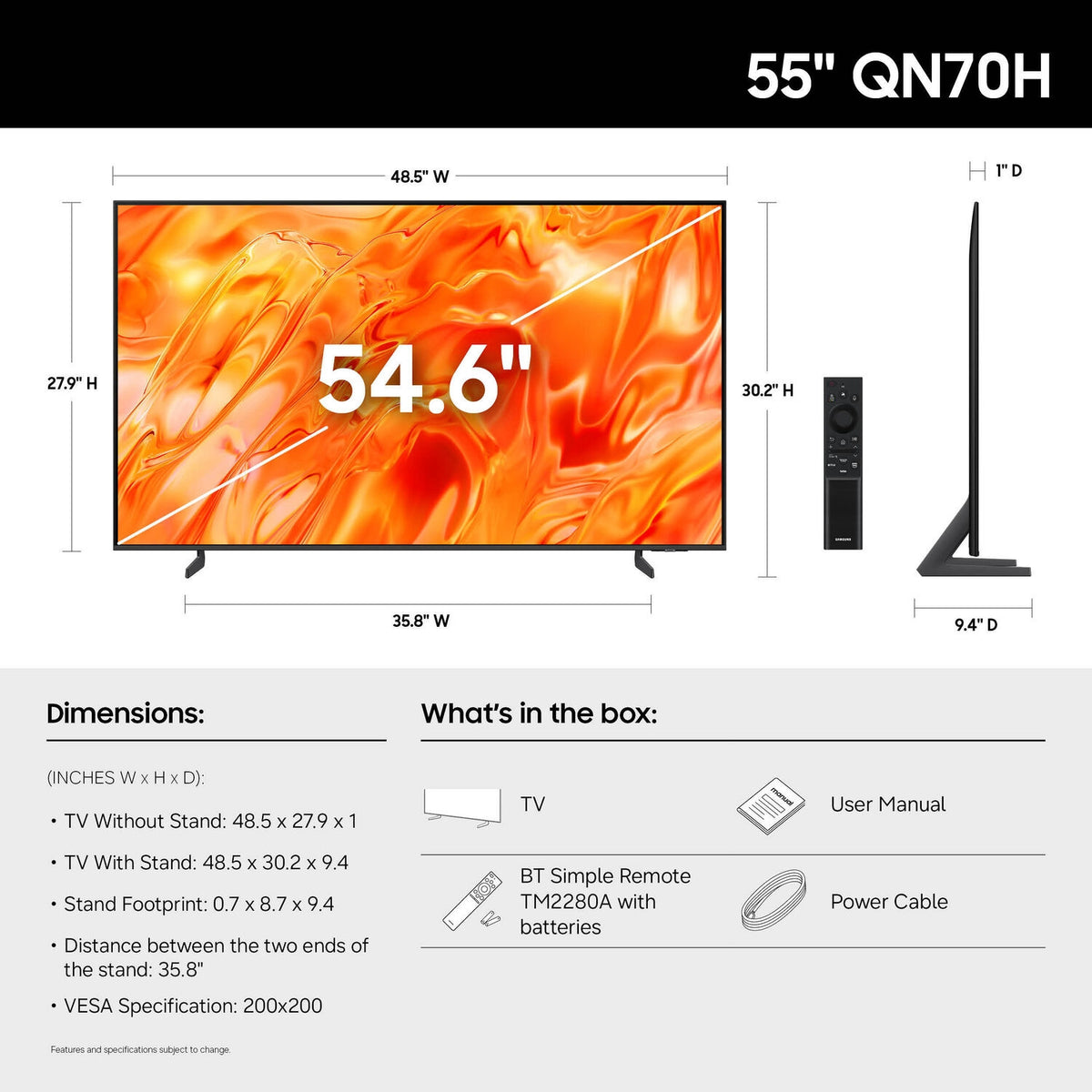 Samsung QN70H 55" 4K HDR Smart Neo Quantum Mini-LED TV QN55QN70HAFXZA