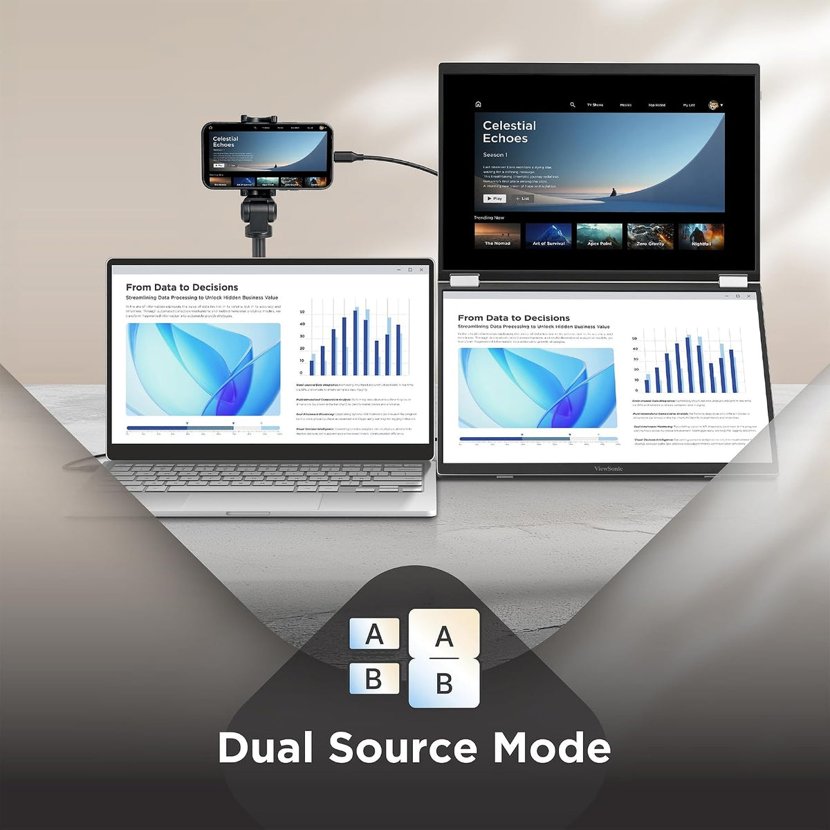 ViewSonic VG1457 14" 1920 x 1200 60 Hz Foldable IPS WUXGA Dual-Screen Portable Monitor