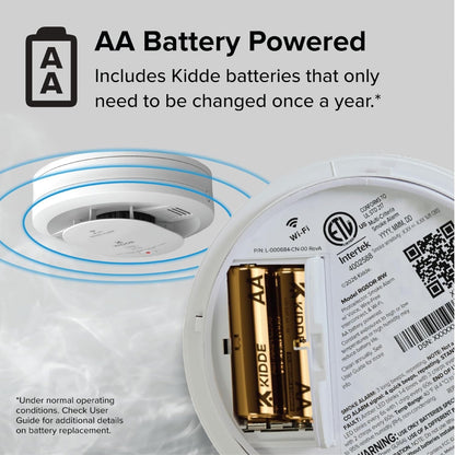 Kidde - Battery Powered Ring App Enabled Smart Smoke Detector, Voice Alerts, Wire-Free Interconnect Alarm RGSDR-RW