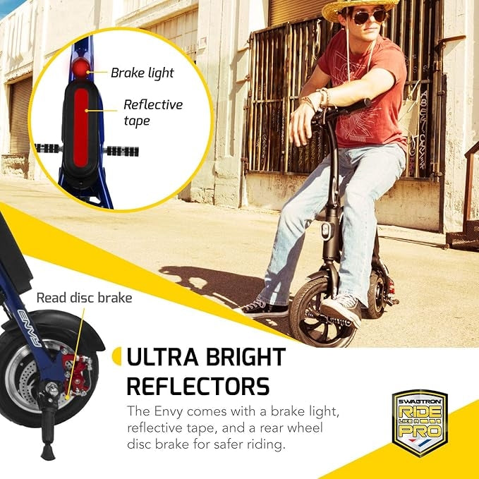 Swagtron SwagCycle SCE-1 Envy 250W Electric Bike Blue Collapsible Frame 36860-4