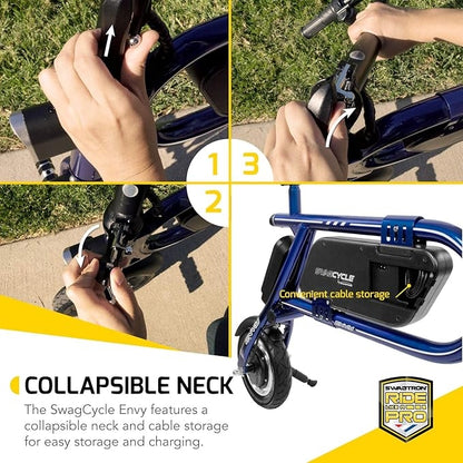 Swagtron SwagCycle SCE-1 Envy 250W Electric Bike Blue Collapsible Frame 36860-4