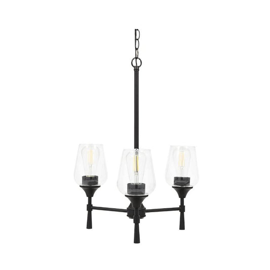 Luminance Black Chandelier 3-Light for Foyer | Hanging Ceiling Fixture Adjustable Chain F27033-31