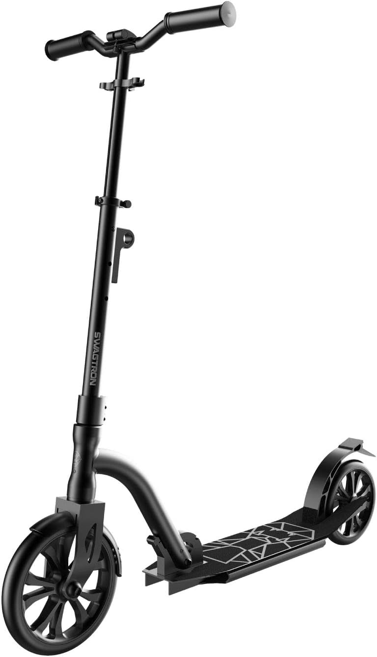 Swagtron K9 Commuter Kick Scooter for Adults, Teens | Foldable, Lightweight | Height-Adjustable for Riders up to 6'5", 220LB Max Load 99191-2