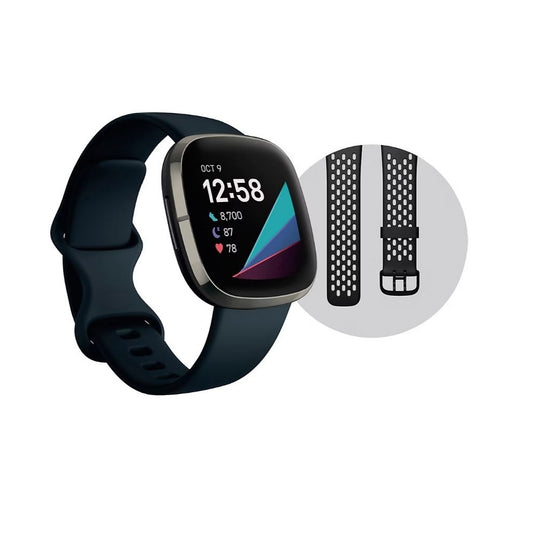Fitbit Sense Advanced Smartwatch with Bonus Bands Carbon FB512BKBKL-BNDL