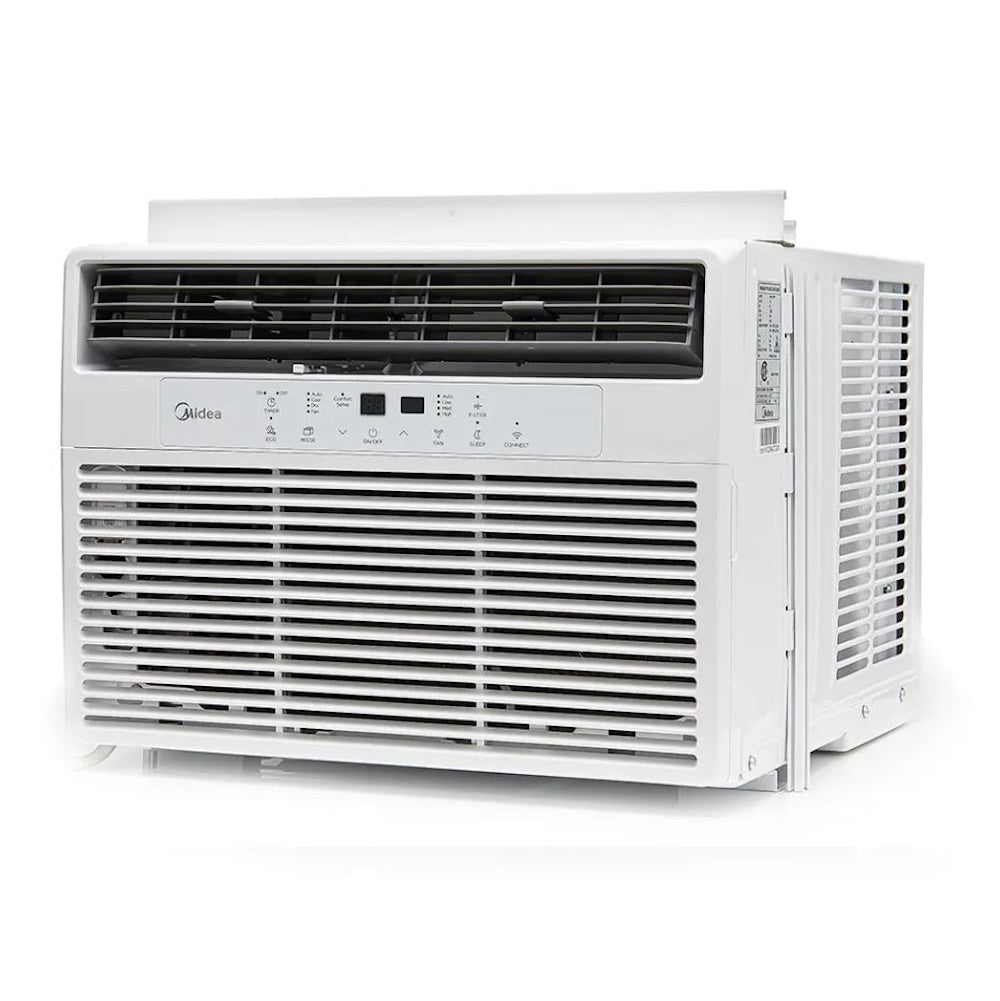 Midea 12,000 BTU 550 sq. ft Smart Window Air Conditioner with Remote Control, 3-in-1: Cools, Dehumidifies and Ventilates, App & Voice Control, 60 dB, White MAW12S1DWWT-T