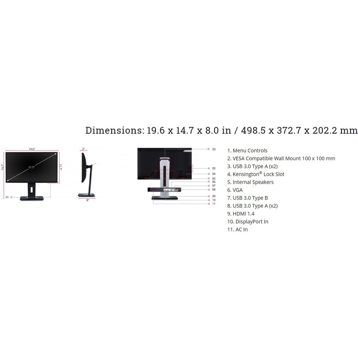 ViewSonic VG2248 21.5" 1920 x 1080 7ms IPS LED FHD Monitor (DisplayPort, HDMI) Black