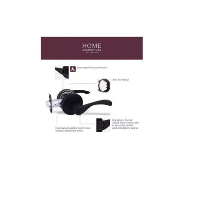 Primrose Matte Black Privacy Bed/Bath Lever LS9X9GSJYYC
