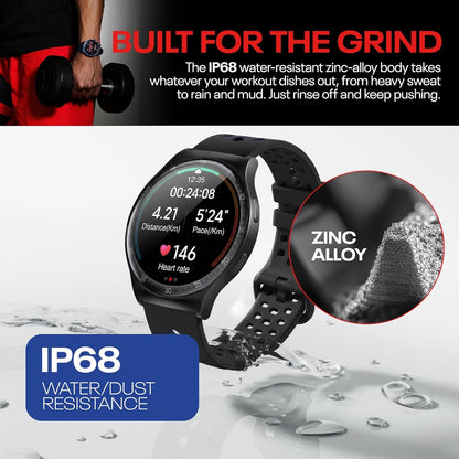 Reebok - PULSE Smartwatch with 1.43" AMOLED Display, 10-Day Battery Life, 80+ Sport Modes - Midnight Steel RPUS1-GG-US