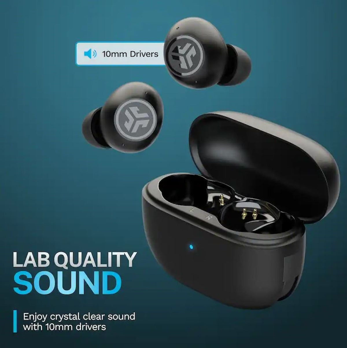 JLab GO POP ANC True Wireless Earbuds Black, Active Noise Canceling, 24+ Hours of Playtime, IP55-Rated - EBGOANCRBLK124