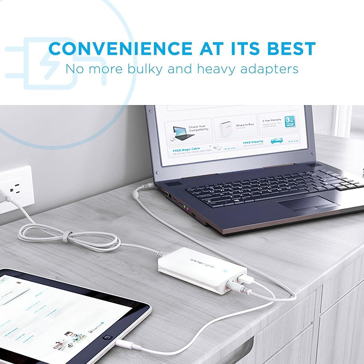 Innergie mCube Pro 70 Watt Universal AC, Auto, and Air Adapter for Notebooks TADP-70BB AK