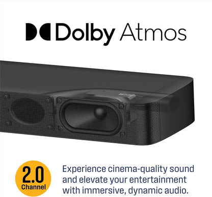 Westinghouse - 2.0 Mini Sound Bar w/ Dolby Atmos, Dolby Digital Plus, Bluetooth & Roku TV Ready - Black WS200AM