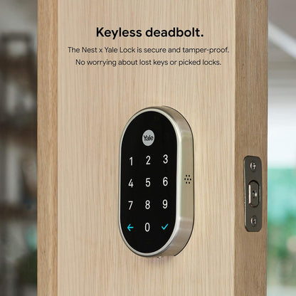 Nest x Yale - Smart Lock Wi-Fi Replacement Deadbolt with App/Keypad/Voice assistant Access - Satin Nickel