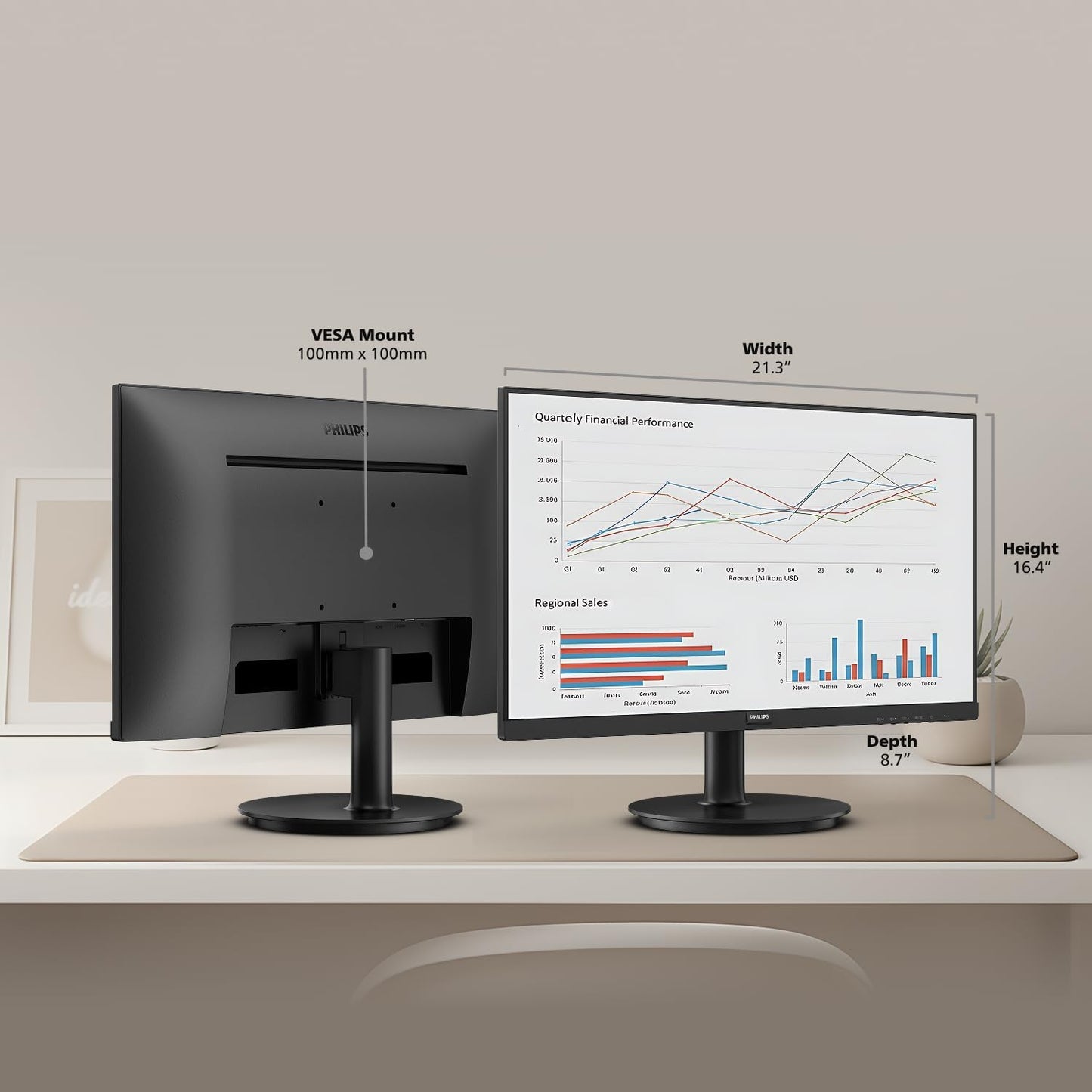 Philips 24 Inch Computer Monitor FHD 100Hz 1920×1080, 4ms, HDMI 1.4, 241V8LB