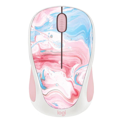 Logitech - Design Collection Limited Edition Wireless 3-button Ambidextrous Mouse with Colorful Designs - Wireless - Cotton Candy