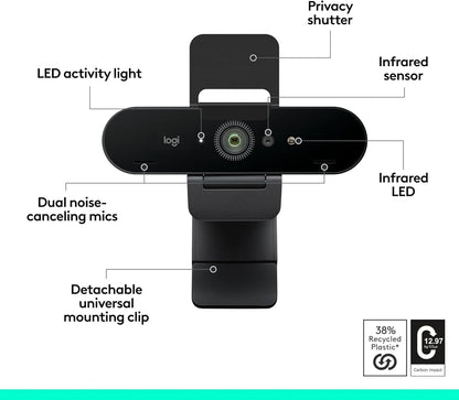 Logitech Brio Ultra 4K HD Webcam for Streaming and Meetings - Black 960-001419