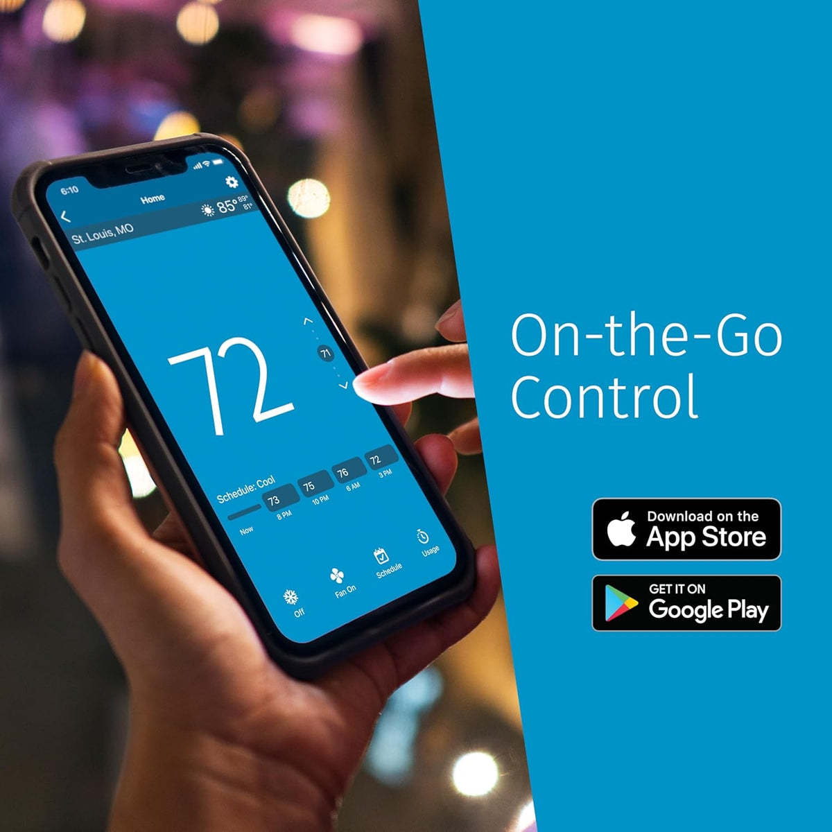 Sensi Lite ST25 Wi-Fi 7-Day Programmable Thermostat, Touchscreen Display, Data Privacy, C-Wire Not Required