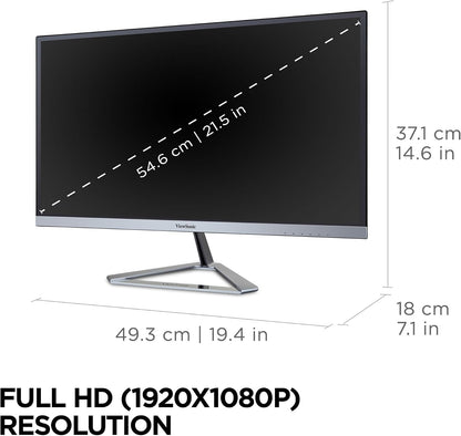 ViewSonic 22" IPS LCD FHD Monitor 1920 x 1080 75Hz 14ms (DisplayPort VGA, HDMI) - Silver VX2276-SMHD