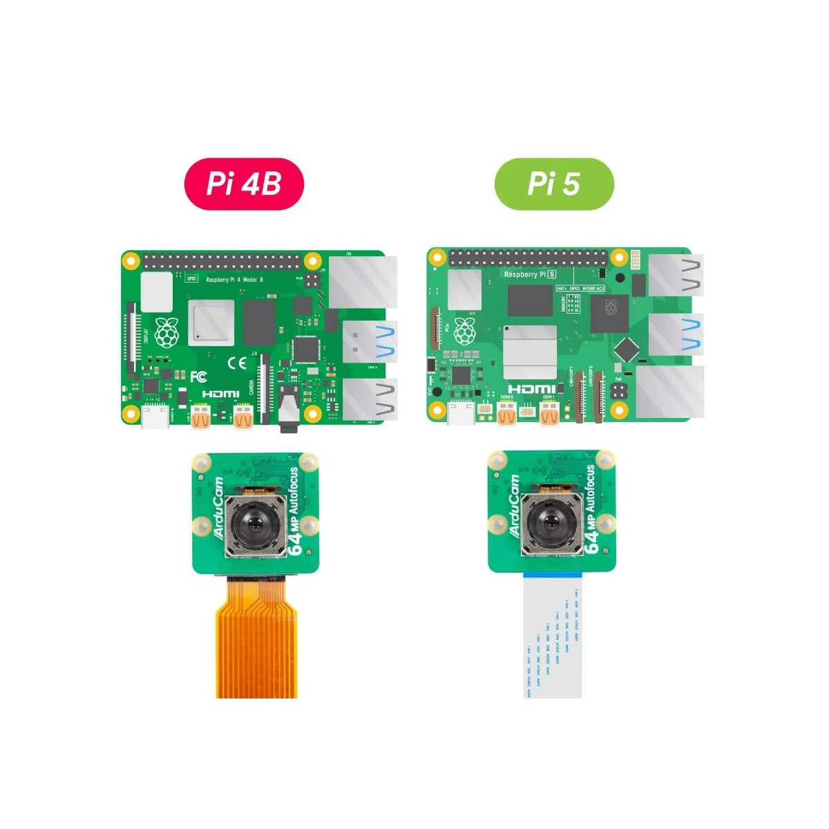 Arducam 64MP Hawkeye Ultra High-Resolution Autofocus Camera Module for Raspberry Pi 5/4B/3B+/3B/2B/A+/Zero/