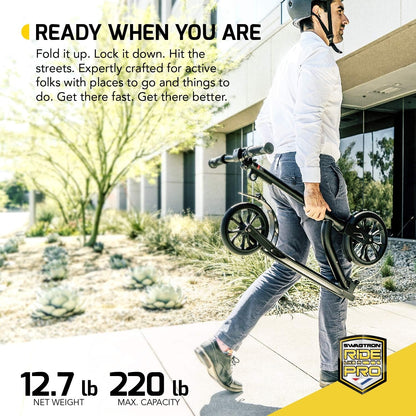 Swagtron K9 Commuter Kick Scooter for Adults, Teens | Foldable, Lightweight | Height-Adjustable for Riders up to 6'5", 220LB Max Load 99191-2