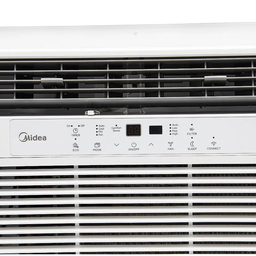 Midea 12,000 BTU 550 sq. ft Smart Window Air Conditioner with Remote Control, 3-in-1: Cools, Dehumidifies and Ventilates, App & Voice Control, 60 dB, White MAW12S1DWWT-T