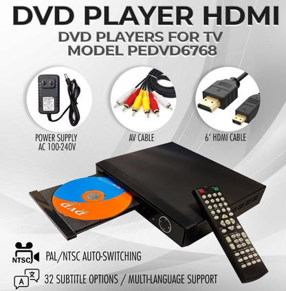 Proscan Elite HDMI DVD Player 1080P Up-Conversion with 6' HDMI Cable, Black, PEDVD6768