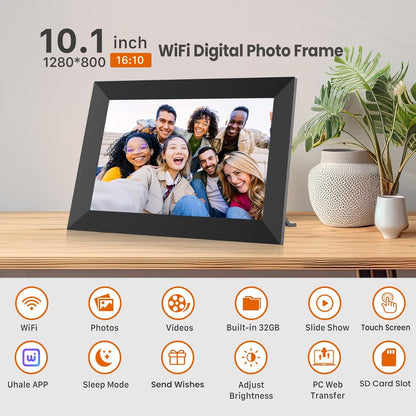 Uhale Digital Picture Frame Wi-Fi 10.1 Inch, Electronic Photo Frames 1280 x 800 HD IPS Touch Screen, Auto Rotate F-102KZ
