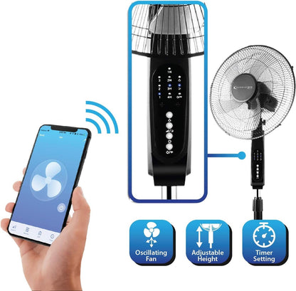Technical Pro WIFI Enabled 16" Smart Oscillating Pedestal Fan with Voice Control FXA16