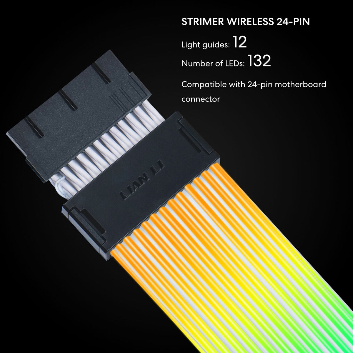 Lian Li Strimer Wireless 24-Pin ARGB Motherboard Extension Cable with L-Wireless Controller White PW24-1W-T
