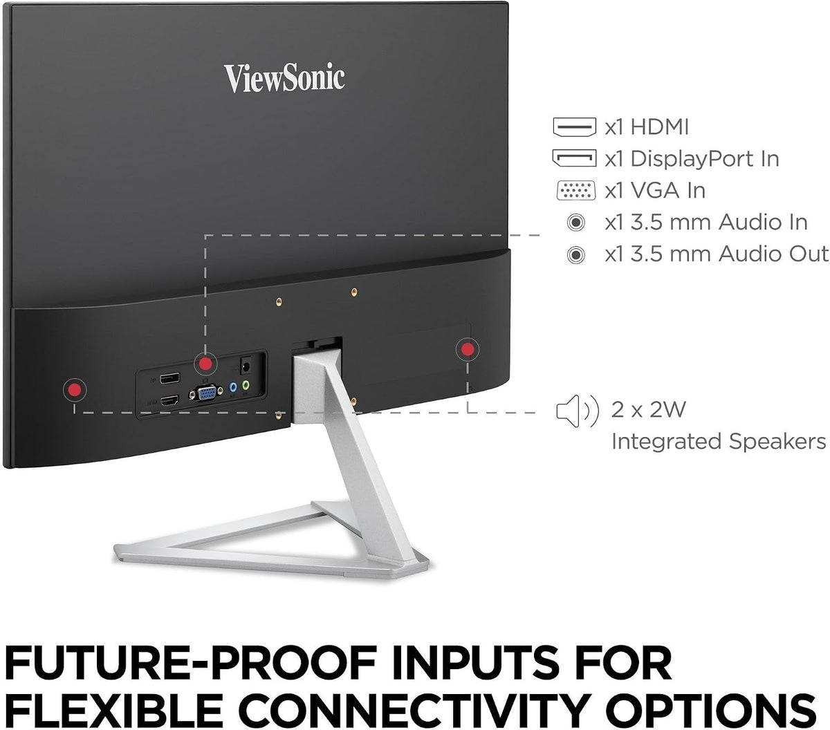ViewSonic 22" IPS LCD FHD Monitor 1920 x 1080 75Hz 14ms (DisplayPort VGA, HDMI) - Silver VX2276-SMHD