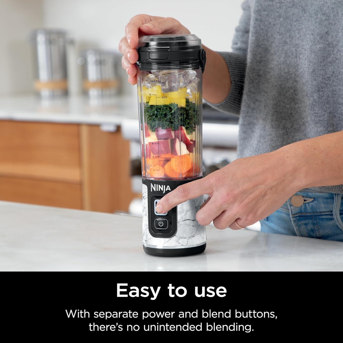 Ninja Blast Portable Blender, Cordless,18oz Vessel, White Marble, BC152MW