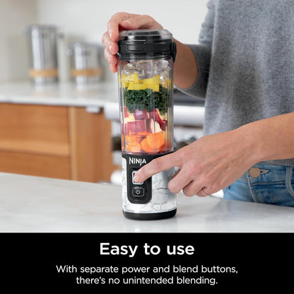 Ninja Blast Portable Blender, Cordless,18oz Vessel, White Marble, BC152MW