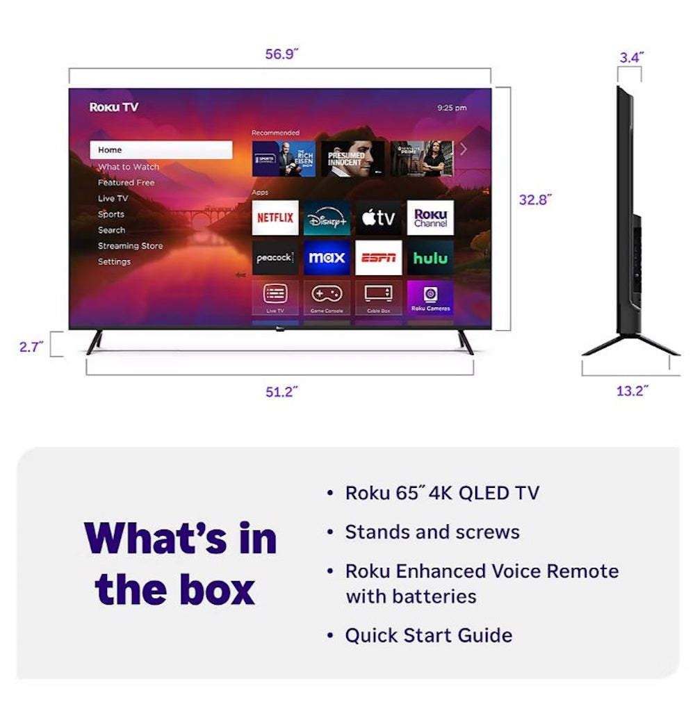 Roku 65" Class Plus Series 4K QLED Mini-LED Smart RokuTV (2025) 65R5C6