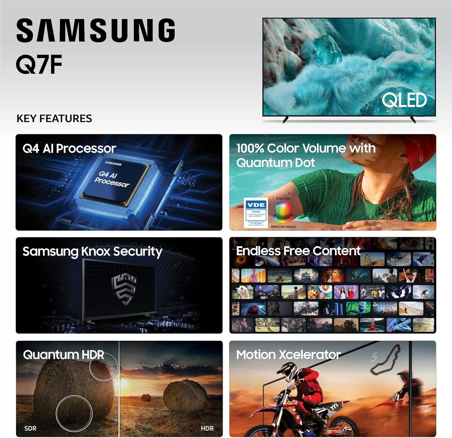 Samsung 65” Q7F Series QLED 4K SamsungVision AI SmartTizen TV 2025 QN65Q7FDAF