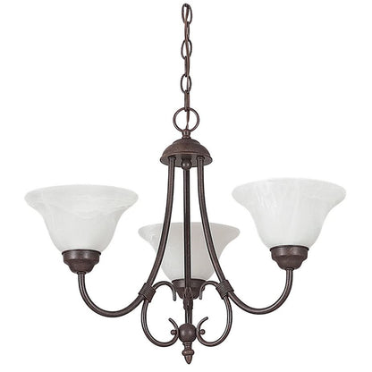 Sunset Lighting 3-Light Chandelier 100W Faux Alabaster Glass, Rubbed Bronze Finish F6343-62