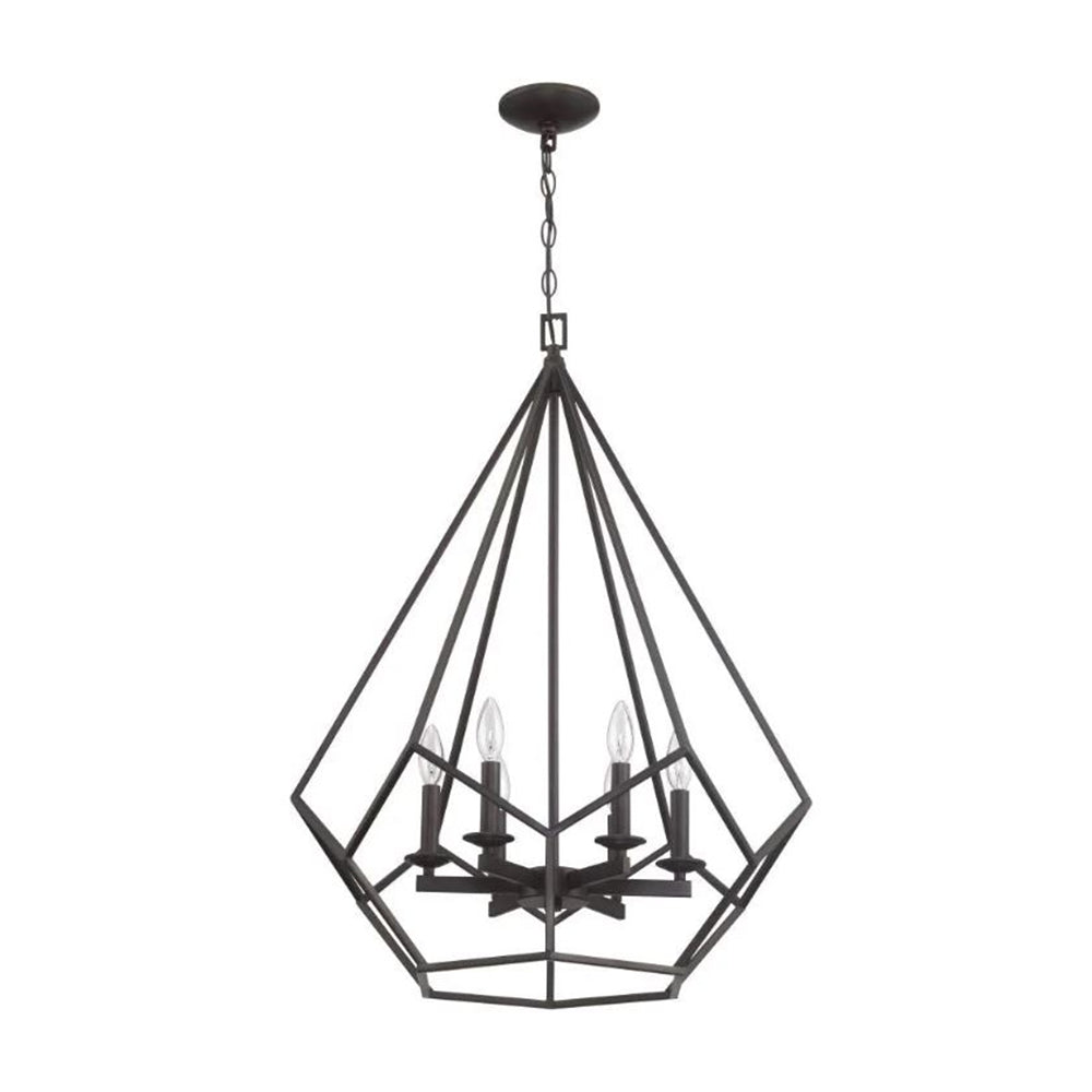 Sunset Lighting Lyric 6-Light Cage Pendant, 60W Provincial Bronze Finish F3426-64