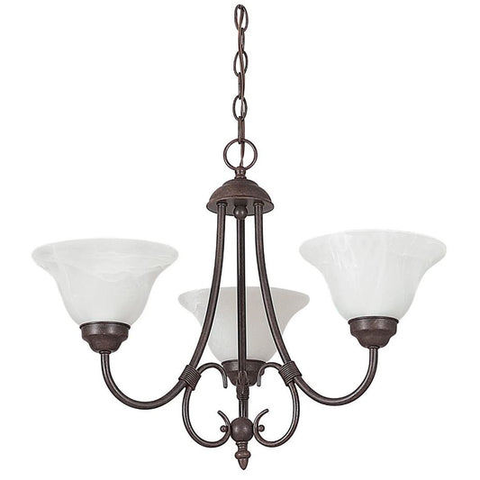 Sunset Lighting 3-Light Chandelier 100W Faux Alabaster Glass, Rubbed Bronze Finish F6343-62