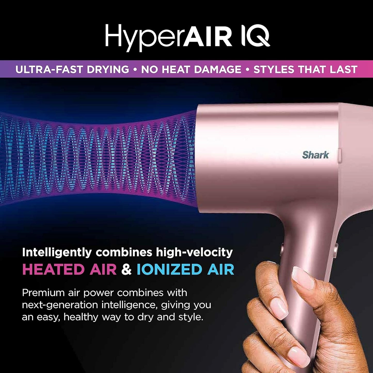 Shark HD112PKBRN HyperAIR Fast-Drying Hair Blow Dryer with IQ 2-in-1 Concentrator and Styling Attachments