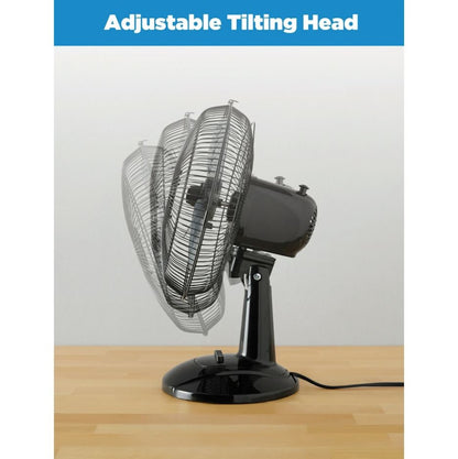 Mainstays 12" 3-Speed Oscillating Table Fan, FT30-8MBB, Black
