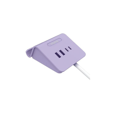 iHome 4 Port USB (1 USB-C, 3 USB-A) Charging Hub with Phone Holder - Pastel Purple 2IHCH2267PPLCB