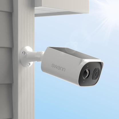 Swann Evo Wireless Outdoor 2K Cameras with Integrated Solar Panel & 2 x 16GB MicroSD Cards, 2 pk. SESOL2KBCPK2