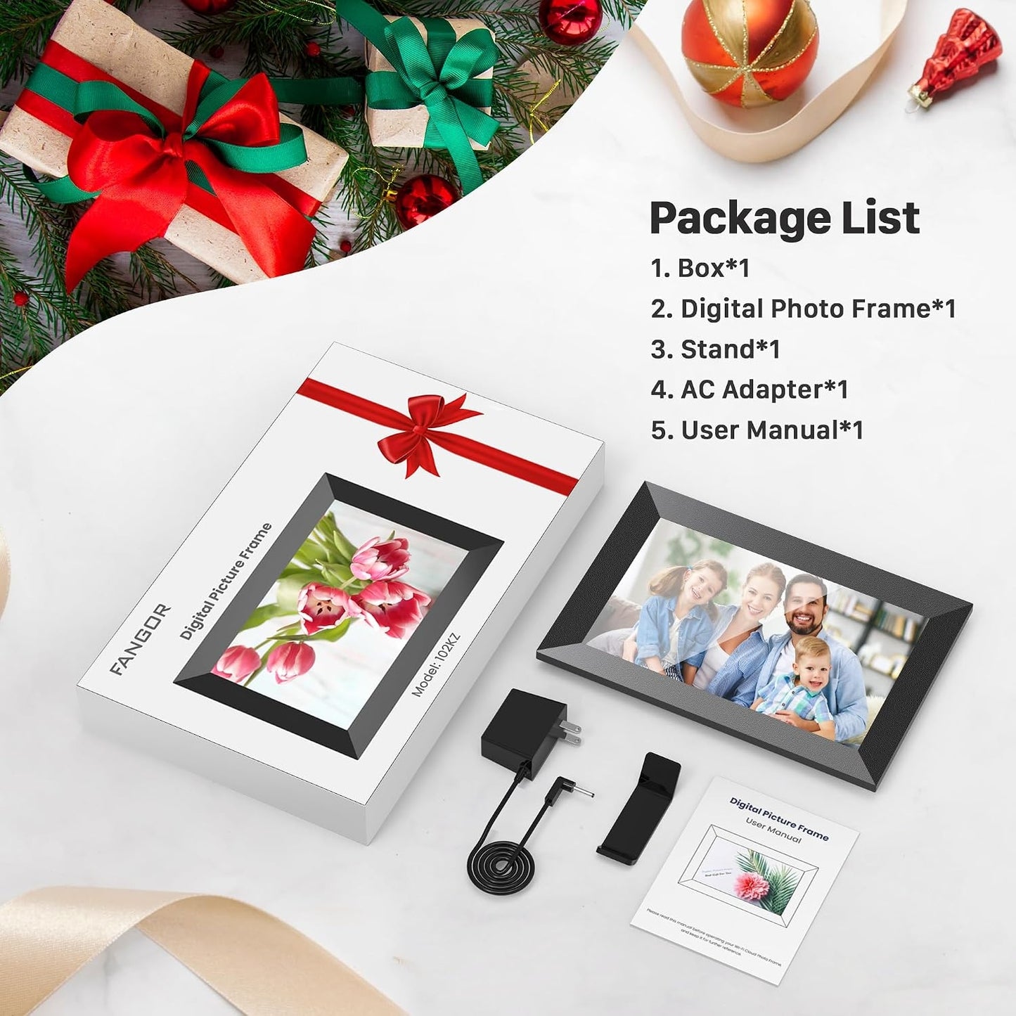 Uhale Digital Picture Frame Wi-Fi 10.1 Inch, Electronic Photo Frames 1280 x 800 HD IPS Touch Screen, Auto Rotate F-102KZ