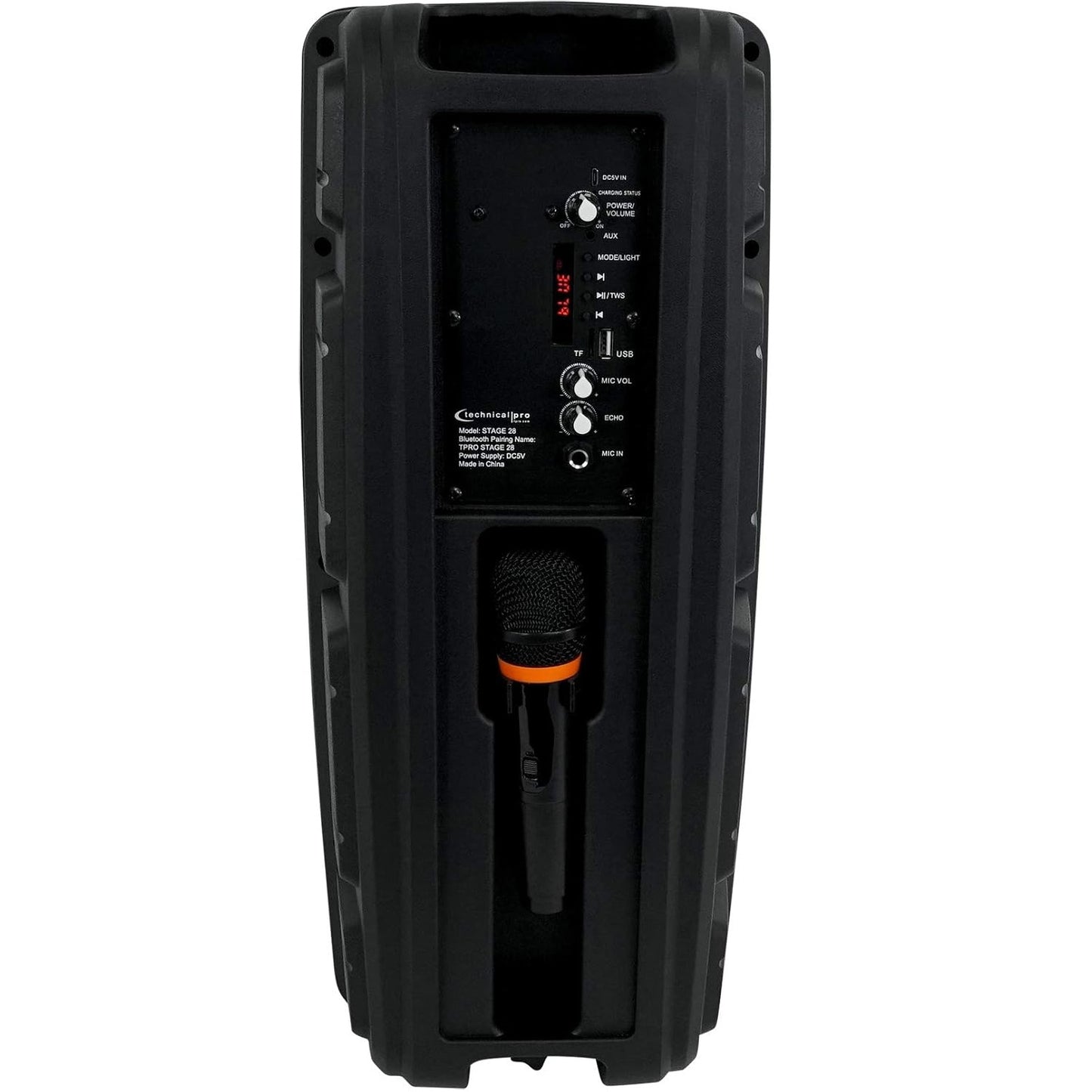 Technical Pro STAGE28 Dual 8" Rechargeable LED Bluetooth Speaker + Stand + Mic