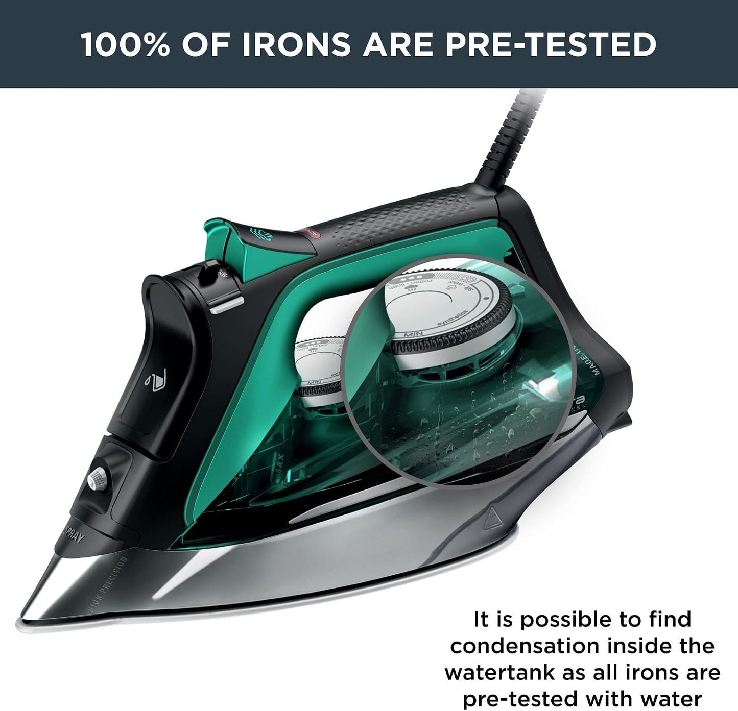 Rowenta Pro Master Stainless Steel Soleplate Steam Iron 210 g/min, 400 Microsteam Holes, 1775 Watts DW8360