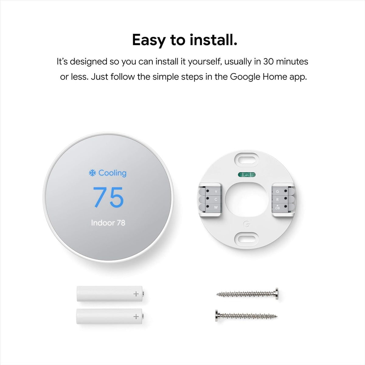 Google - Nest Thermostat - Programmable Wi-Fi Smart Thermostat - Fog GA02083-US