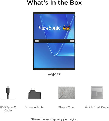 ViewSonic VG1457 14" 1920 x 1200 60 Hz Foldable IPS WUXGA Dual-Screen Portable Monitor