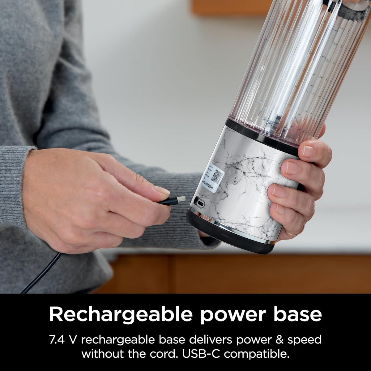Ninja Blast Portable Blender, Cordless,18oz Vessel, White Marble, BC152MW